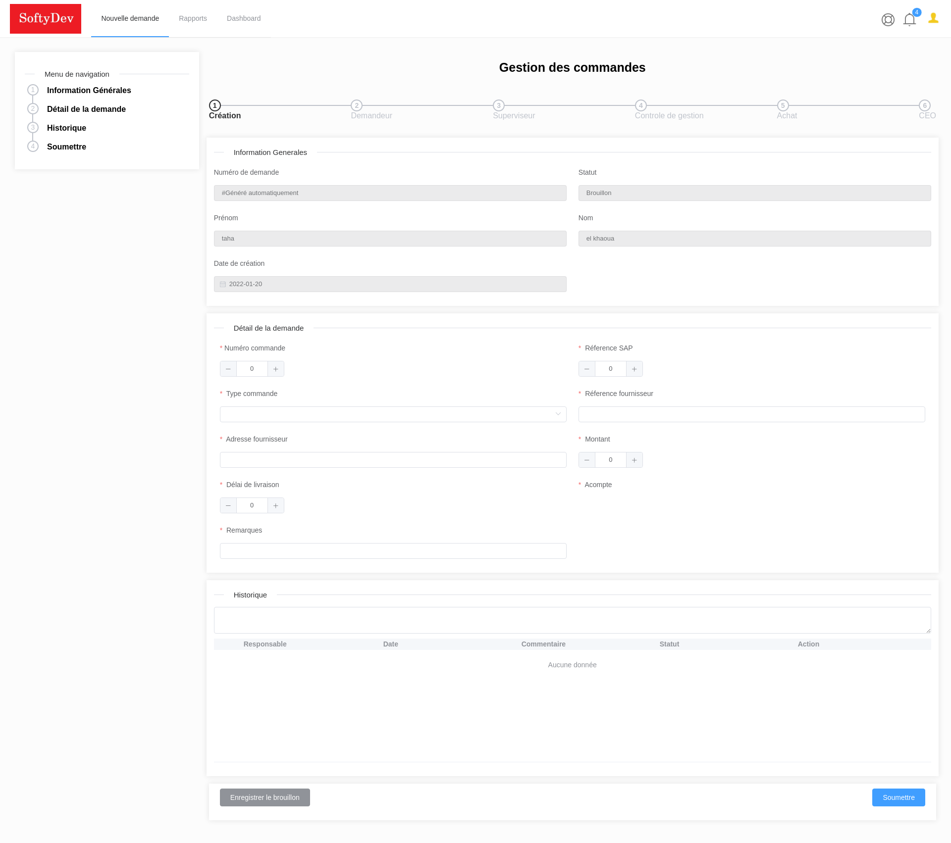 Application de gestion des commandes - Softyflow