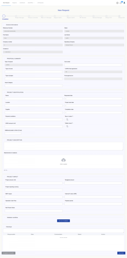 Exemple d'une application CAPEX