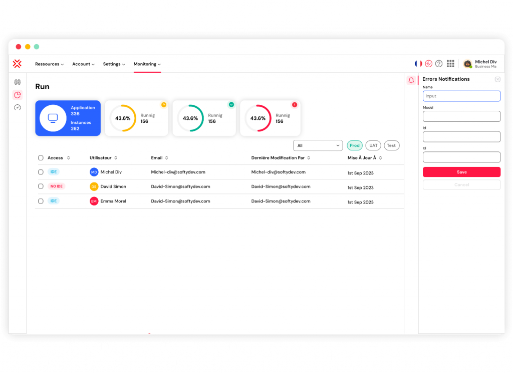 Interface run softyflow - logiciel workflow