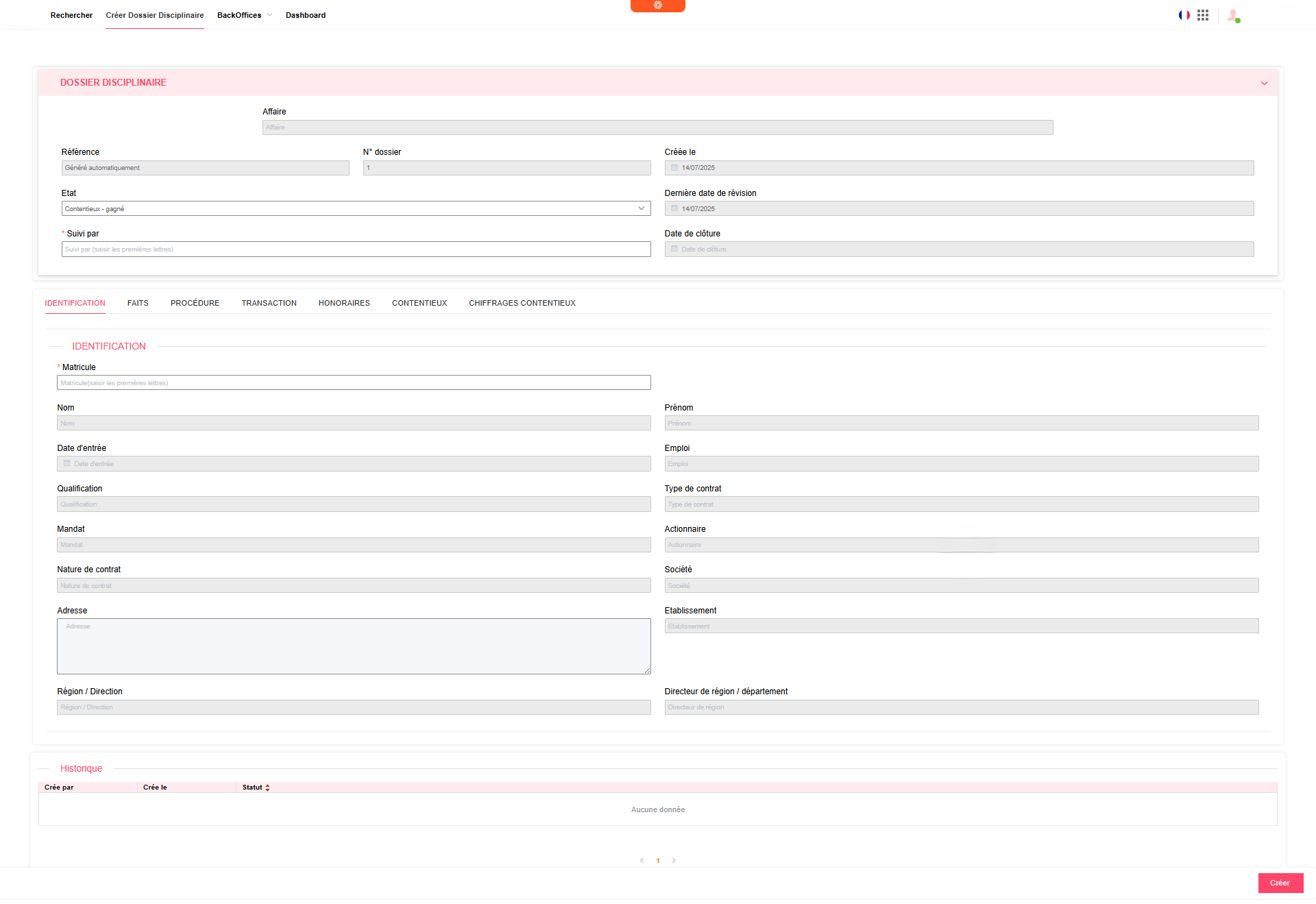 Gestion des contentieux : Identification